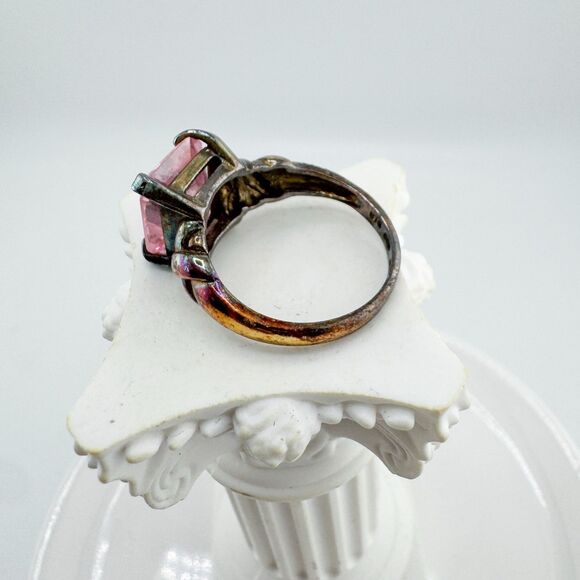 Vintage Pink Rhinestone Cocktail Ring Art Deco Revival Statement Glamour Regency - Picture 7 of 8